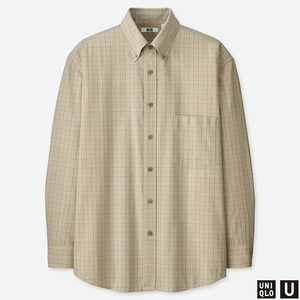 UNIQLO U（ユニクロ　ルメール　コラボ） ワイドフィットチェックシャツ Beige Lサイズ 新品タグ付き レア