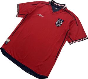 umbro ☆ サッカー イングランド代表 2004 アウェイ 半袖 Tシャツ ユニフォーム レッド M相当 人気 ストリート 古着コーデ アンブロ■AB304