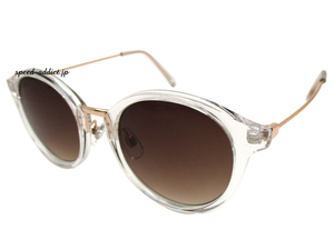 METAL COMBI BOSTON SUNGLASS CLEAR × BROWN HALF/透明クリアフレームブラウンレンズブラウンレンズカジュアル夏プール海オルチャン