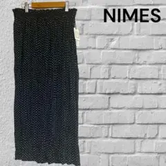 新品未使用　NIMES ドット　プリーツスカート　黒　白