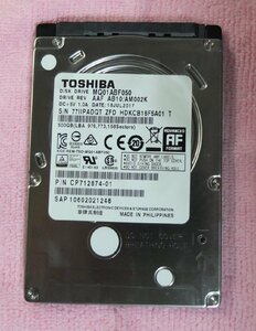 東芝 Toshiba 2.5インチ HDD 500GB 厚さ7mm 使用時間 11,499H