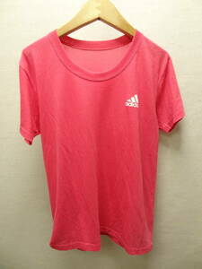 全国送料無料 アディダス adidas グンゼ製 レディース ポリエステル80%綿20％素材 半袖 ピンク色Tシャツ 150