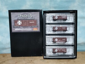 マイクロトレインズ 502 アメリカ型 Zゲージ貨車 Standard Box Car PlugDoor 4両セット Santa Fe AT&SF 6.5mm MicroTrains 美品