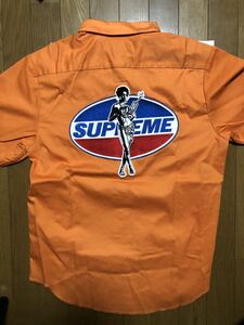 新品未使用　シュプリーム SUPREME 17AW Hysteric Glamour S/S Work Shirt Mサイズ ヒステリックグラマー ワーク　シャツ オレンジ