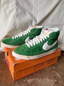 未使用　ナイキ　ブレザー Hi スエード ヴィンテージ 2008年 復刻 NIKE BLAZER HI SUEDE(VNTG) グリーン 9.5インチ オレンジスウォッシュ