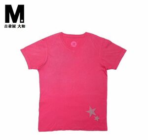 #古着屋大和 #デザイナー #森亮一 #Ｍエム ヴィンテージスタイル スターロゴ Vネック #Tシャツ Mサイズ PINK ピンク 日本製 参考価格7350円