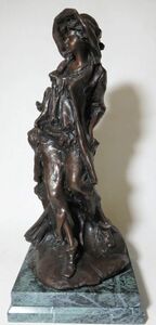 美術工芸品　美品「村の少年」高岡銅器　銅製　H410×W180×D170mm 重量6.8kg　