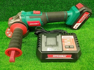 中古品 HYCHIKA 18V 4.0Ah 115mm 充電式 ディスク グラインダ AG18F バッテリー 充電器付