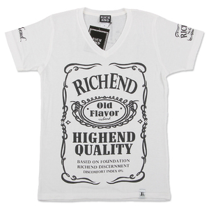 M 白 黒 モノトーン RICHEND/リッチエンド VネックＴシャツ【HYBRID V】ホワイト アメージング 服 ストリート ギャング ミディアム HIPHOP