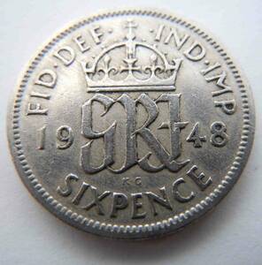 イギリス/1948年/ジョージ6世/ラッキー6ペンス/英国/コイン/UK