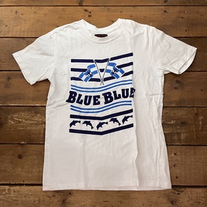 BLUE BLUE ブルーブルー H.R. MARKET　ロゴプリントTシャツ 半袖　メンズ　トップス ホワイト 白 Uネック マリン ドルフィン イルカ