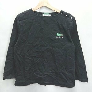 ◇ LACOSTE ラコステ 綿100％ ロゴ プリント シンプル 七分袖 カットソー サイズ36 ブラック レディース E