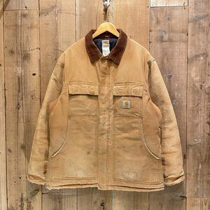 【サイズ L】 90s USA製 Carhartt トラディショナル コート コットン ダック ジャケット カーハート ビンテージ アメリカ古着 80s ワーク