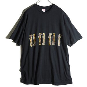 K4432f16　■Supreme シュプリーム■　18SS USA製 Gonz Logo Tee 縦 ゴンズロゴ コットン Tシャツ ブラック XL / 黒 半袖 春夏