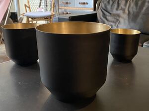 アイアン フラワーポットL/φ21cm/black×brass(フラワーベース,多肉植物,ミッドセンチュリー,ビンテージ,USA,花瓶,50s,40s.30s,オブジェ