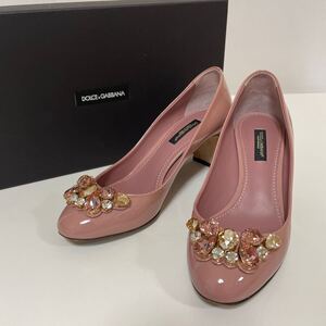 DOLCE&GABBANA ドルチェ&ガッバーナ エナメル ハイヒール パンプス ビジュー 35 ピンク 中古