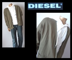 【004-41】DIESELディーゼル★新品モスグリーン薄手ニットカーディガン/Mサイズ