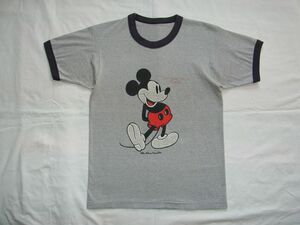 ☆ 70s80s ビンテージ MICKEY MOUSE ミッキーマウス リンガー Tシャツ 霜降りグレー ☆USA古着 Disney ロック 映画 アウトサイダー 90s OLD