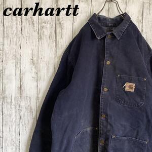 【名作】Carhartt カーハート 00年代 ミシガン チョアコート ネイビー ナス紺 XLサイズ MDT カバーオール メンズ ヴィンテージ 古着 USA製