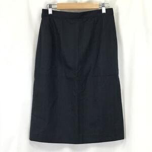 Made in Japan★Mademoiselle NONNON★裏地キュプラ/膝丈台形スカート【size-L/40/黒/Black/ストライプ】Skirts◆BH247