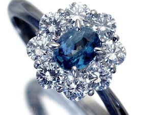 1円～【ジュエリー極】超希少宝石！大粒極上天然アレキサンドライト0.52ct＆極上ダイヤモンド0.41ct 高級Pt900リング k9446mr【送料無料】