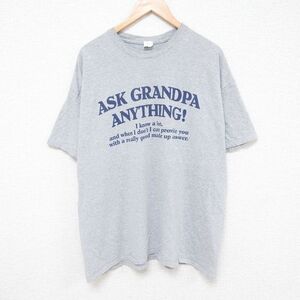 XL/古着 半袖 Tシャツ メンズ ASK GRANDPA 大きいサイズ クルーネック グレー 霜降り 24may25 中古