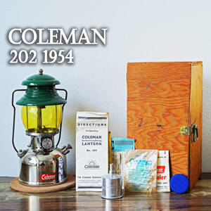 【極上品】最初期 コールマン 202 プロフェッショナル ビンテージガソリンランタン 1954年製 クロムメッキ Coleman pro 緑/グリーン/200A/1