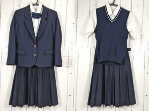 【as176】大阪府 北池田中学校 女子用学生服 制服 ブレザー+ニットベスト+カッターシャツ+冬服/夏服スカート◆e65