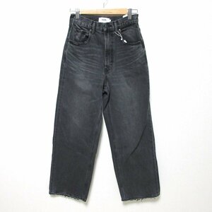 美品 23SS AZUL BY MOUSSY アズールバイマウジー HIGH WAIST DENIM WIDE Ⅳ ユーズド加工 デニムパンツ ジーンズ Mサイズ ブラック系 ◆