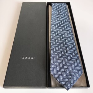 グッチ（GUCCI）紺棒丸GGロゴネクタイ