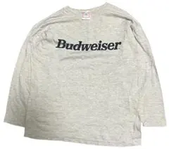 Budweiser グレー 長袖カットソー フロントロゴ