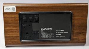 【1円出品】ELECTIME 木製 置き型 木製デジタル温湿度目覚まし時計 