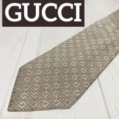 【美品】✨GUCCI✨グッチ ネクタイ シルク G柄 光沢 ベージュ 人気