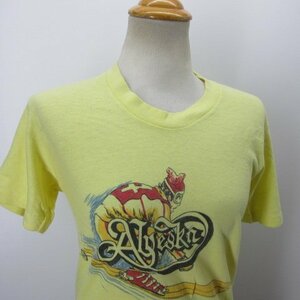 70s アメリカ製　Tシャツ S 黄色　スキー　ヘインズ　ヴィンテージ　アメカジ古着　sy3639