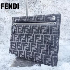 【新品未使用】FENDI フェンディ　ズッカ柄　総柄　ブラック　黒　 クラッチバッグ　 セカンドバッグ　ハンドバッグ　レザー　ビジネス