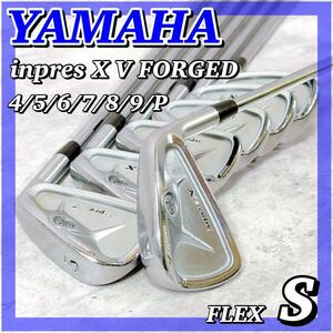 M077 【名器】 ヤマハ inpres X V forged アイアン 7本 YAMAHA インプレス 軟鉄鍛造 N.S.PRO 1050GH 男性 右利き 送料無料