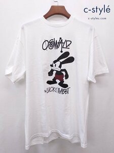 I676a [未使用品] STUSSY×OSWALD ステューシー×オズワルド Tシャツ L ホワイト the LUCKY RABBIT | トップス G