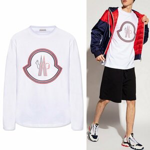 送料無料 27 MONCLER モンクレール 8D00005 8390T ホワイト クルーネック 長袖 Tシャツ カットソー size XXL