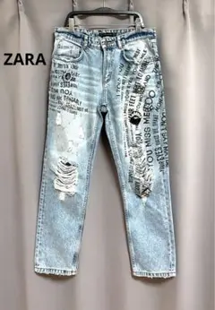 ZARA レタードロゴビジューデニム フェアリーグランジ 個性的 Y2K