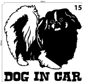 自作カッティングステッカー DOG IN CAR / ドッグインカー パターン 15 197×200mm ネコポス対応可 ステッカー 商品同梱可 新品[S-212]