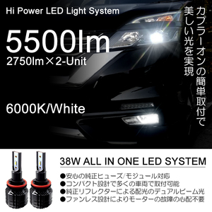 18系/180系 前期/後期 クラウン マジェスタ LED ハイビーム HB3 38W 5500lm ファンレス 6000K/ホワイト/白☆