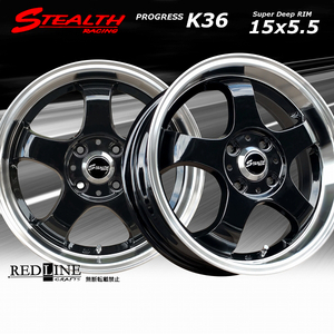 ■ ステルスレーシング K36 ■ 15x5.5J　軽四用/人気のスーパーディープリム!!　Hankook 165/55R15 タイヤ付4本セット