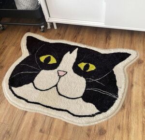 猫型 ラグ おしゃれ カーペット 猫 可愛い ネコ 韓国 インテリア　玄関　ルームマット ネコ ラグ カーペット