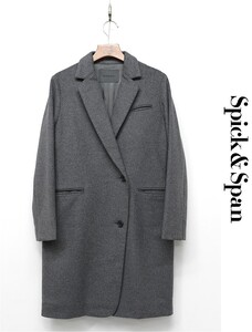 FI423/SPICK&SPAN チェスターコート ジャケット 総裏 カシミヤ混 36 S グレー 秋冬