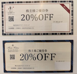 ダイドーリミテッド　 株主優待券　20%割引券