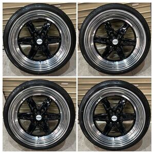 FABULOUS BARONE MK-6 2PIECE 6H PCD139.7 19インチ 9J +25ファブレスヴァローネ 225/40R19 93W 深リム ハイエース 美品 1円売切り