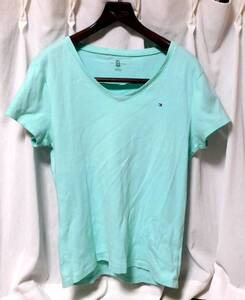 TOMMY HILFIGER Ladies サイズＸＬ　T-shirtsきれいなエメラルドグリーン used \1480 