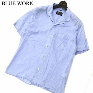 BLUE WORK ブルーワーク トゥモローランド 春夏 半袖 薄手★ パイピングポケット シャツ Sz.M　メンズ 水色 日本製　C2T05899_6#A