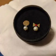 KAMIORIKAORI 18K リボンとパールのピアス