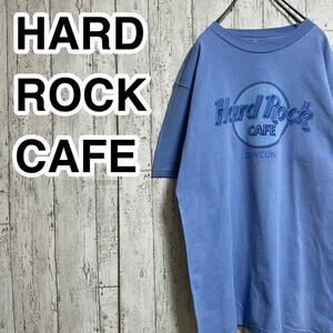 ☆送料無料☆ Hard Rock CAFE ハードロックカフェ 半袖Tシャツ Mサイズ くすみブルー くすみカラー ビッグロゴ